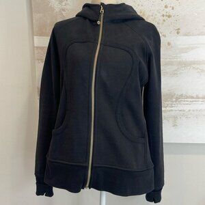 Black Lululemon Full Zip-Up Hooded Sweatshirt with thumbholes size 10